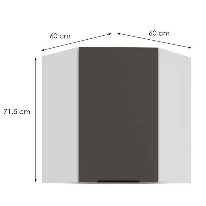 Kuchynská skrinka Aria-Gr/Wh Anti Fingerprint 60x60 Gn-72 1f (45°)