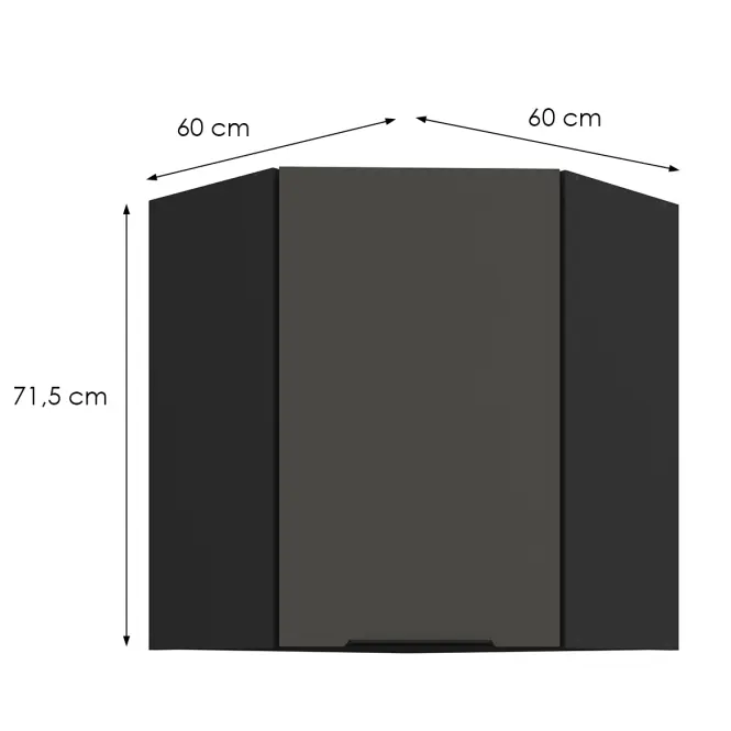 Kuchynská skrinka Aria-Gr/Bl Anti Fingerprint 60x60 Gn-72 1f (45°),2