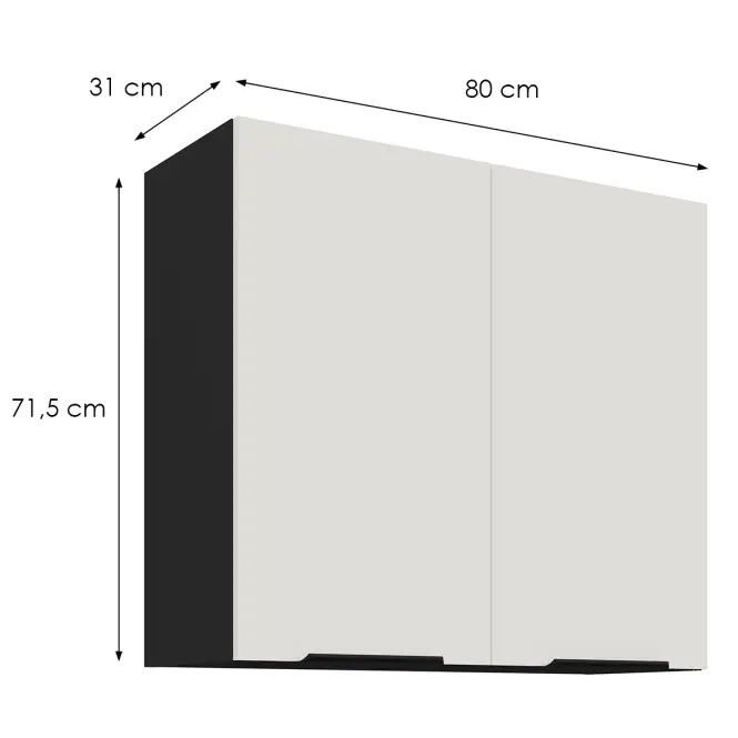 Kuchynská skrinka Aria-Wh/Bl Anti Fingerprint 80g-72 2f
