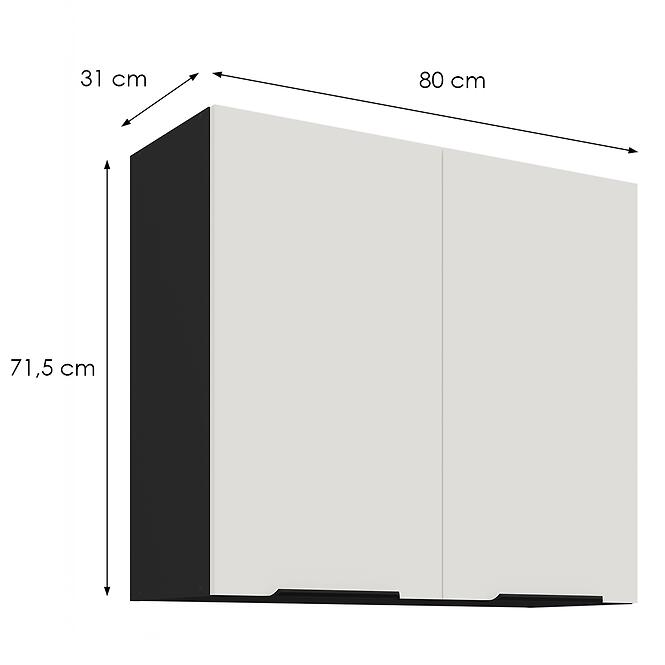 Kuchynská skrinka Aria-Wh/Bl Anti Fingerprint 80g-72 2f,2