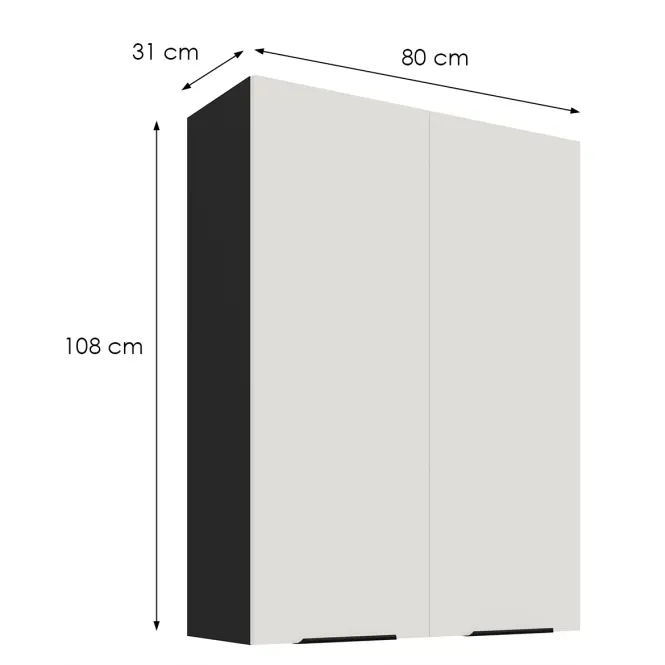 Kuchynská skrinka Aria-Wh/Bl Anti Fingerprint 80g-108 2f