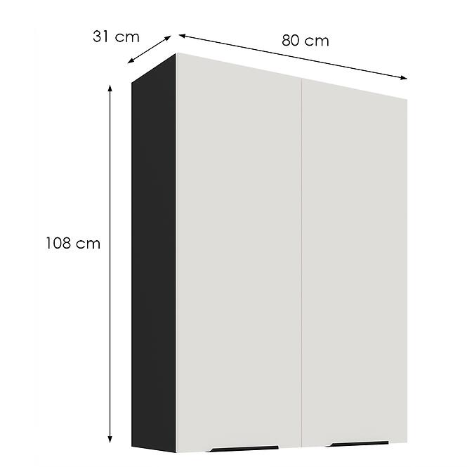 Kuchynská skrinka Aria-Wh/Bl Anti Fingerprint 80g-108 2f,2