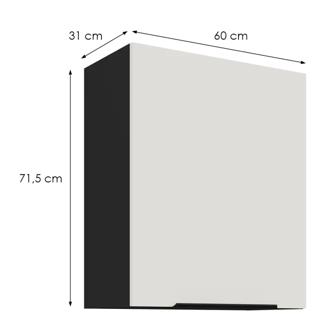 Kuchynská skrinka Aria-Wh/Bl Anti Fingerprint 60g-72 1f