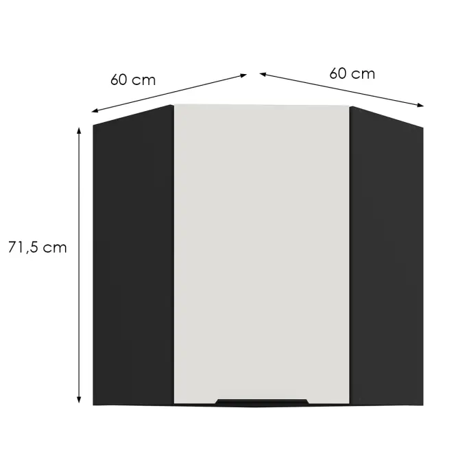 Kuchynská skrinka Aria-Wh/Bl Anti Fingerprint 60x60 Gn-72 1f (45°)