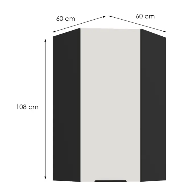 Kuchynská skrinka Aria-Wh/Bl Anti Fingerprint 60x60 Gn-108 1f (45°)