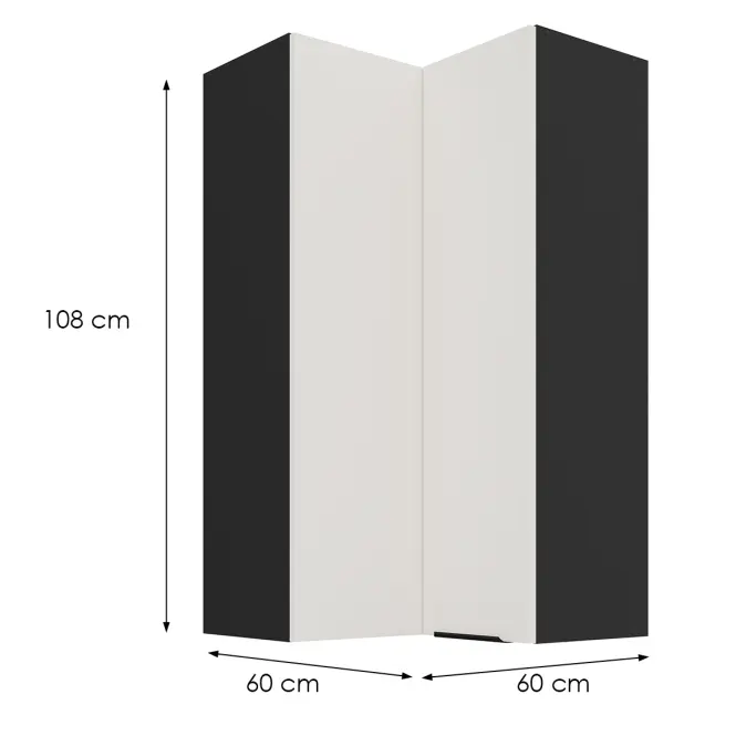Kuchynská skrinka Aria-Wh/Bl Anti Fingerprint 60x60 Gn-108 2f (90°)