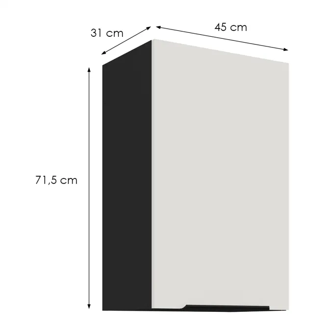 Kuchynská skrinka Aria-Wh/Bl Anti Fingerprint 45g-72 1f