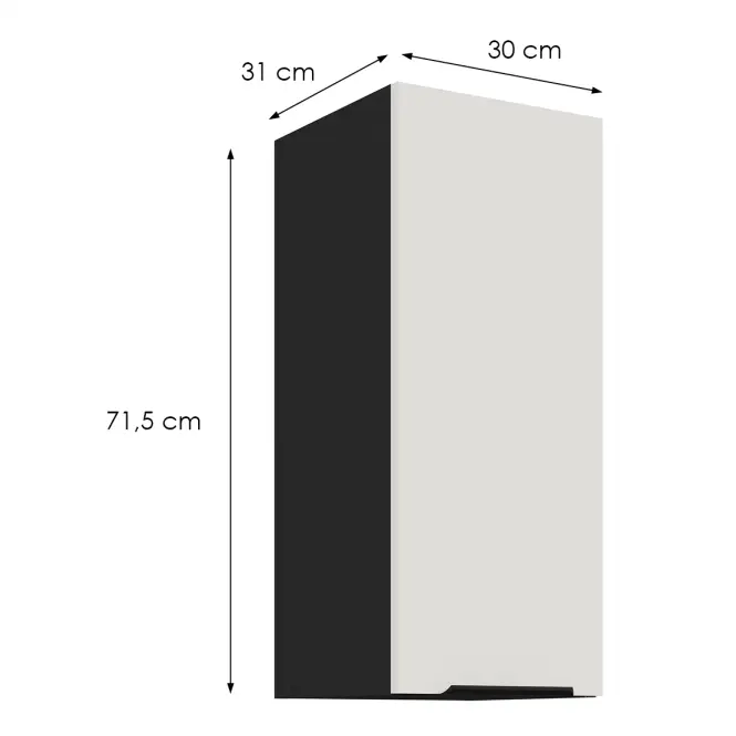 Kuchynská skrinka Aria-Wh/Bl Anti Fingerprint 30g-72 1f
