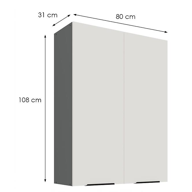 Kuchynská skrinka Aria-Wh/Ant Anti Fingerprint 80g-108 2f,2