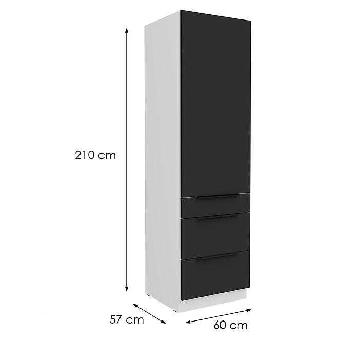 Kuchynská skrinka Aria-Bl/Wh Anti Fingerprint 60dks-210 1f 3s,2