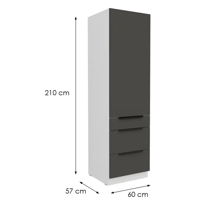 Kuchynská skrinka Aria-Gr/Wh Anti Fingerprint 60dks-210 1f 3s