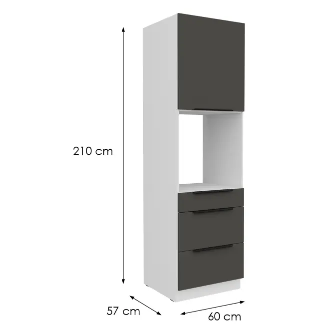 Kuchynská skrinka Aria-Gr/Wh Anti Fingerprint 60dps-210 1f 3s,2