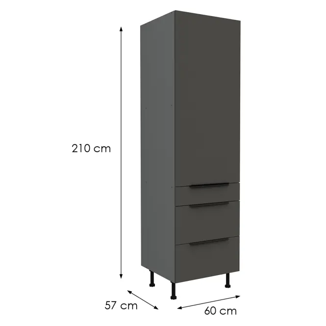 Kuchynská skrinka Aria-Gr/Ant Anti Fingerprint 60dks-215 1f 3s,2
