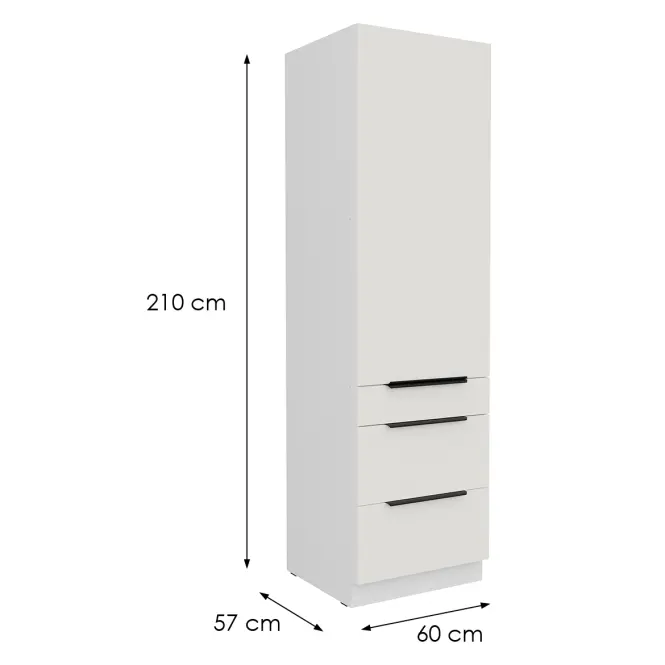 Kuchynská skrinka Aria-Wh/Wh Anti Fingerprint 60dks-210 1f 3s,2