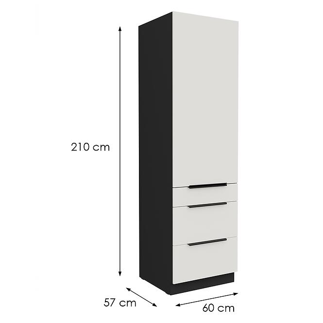 Kuchynská skrinka Aria-Wh/Bl Anti Fingerprint 60dks-210 1f 3s