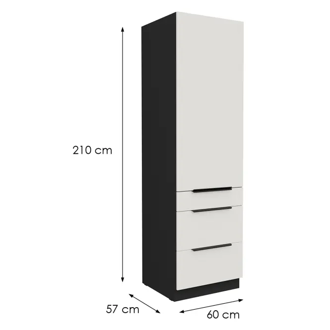 Kuchynská skrinka Aria-Wh/Bl Anti Fingerprint 60dks-210 1f 3s,2