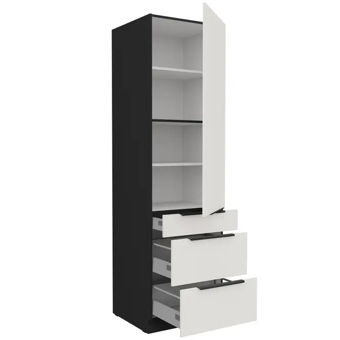 Kuchynská skrinka Aria-Wh/Bl Anti Fingerprint 60dks-210 1f 3s,3