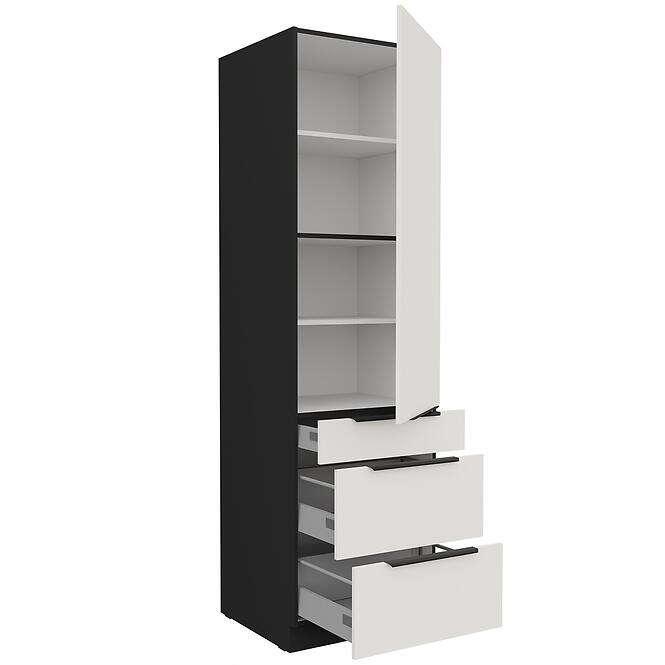 Kuchynská skrinka Aria-Wh/Bl Anti Fingerprint 60dks-210 1f 3s,3