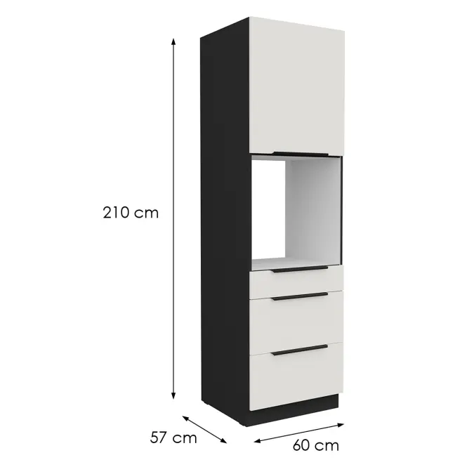 Kuchynská skrinka Aria-Wh/Bl Anti Fingerprint 60dps-210 1f 3s,2
