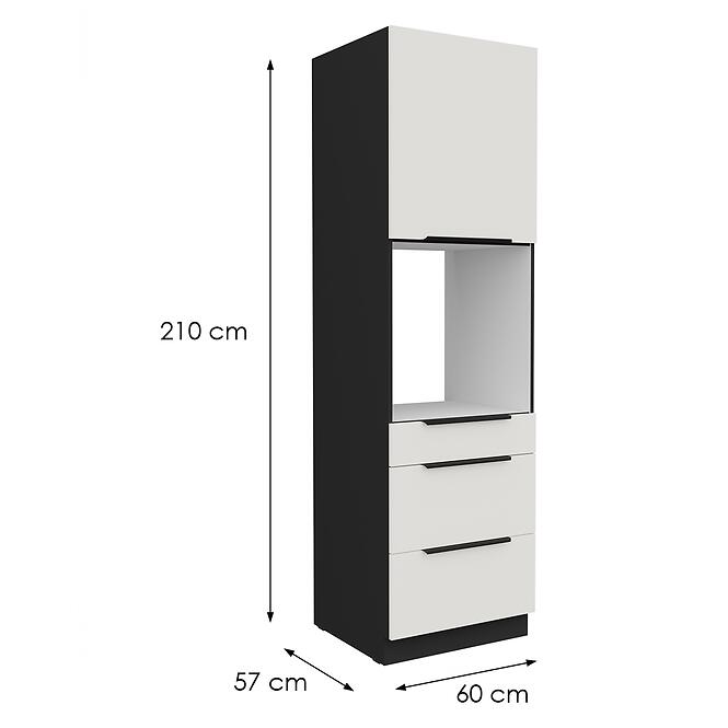 Kuchynská skrinka Aria-Wh/Bl Anti Fingerprint 60dps-210 1f 3s,2