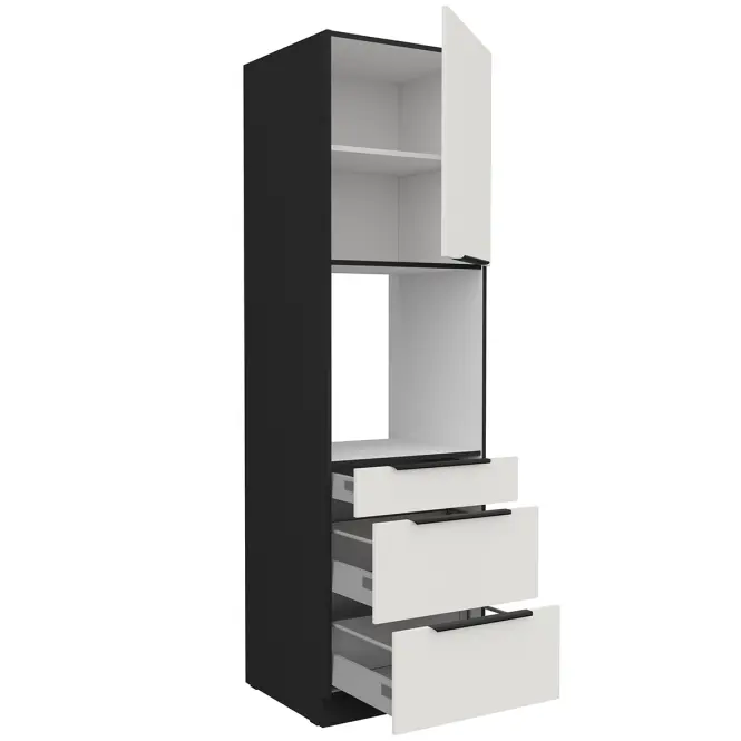 Kuchynská skrinka Aria-Wh/Bl Anti Fingerprint 60dps-210 1f 3s,3