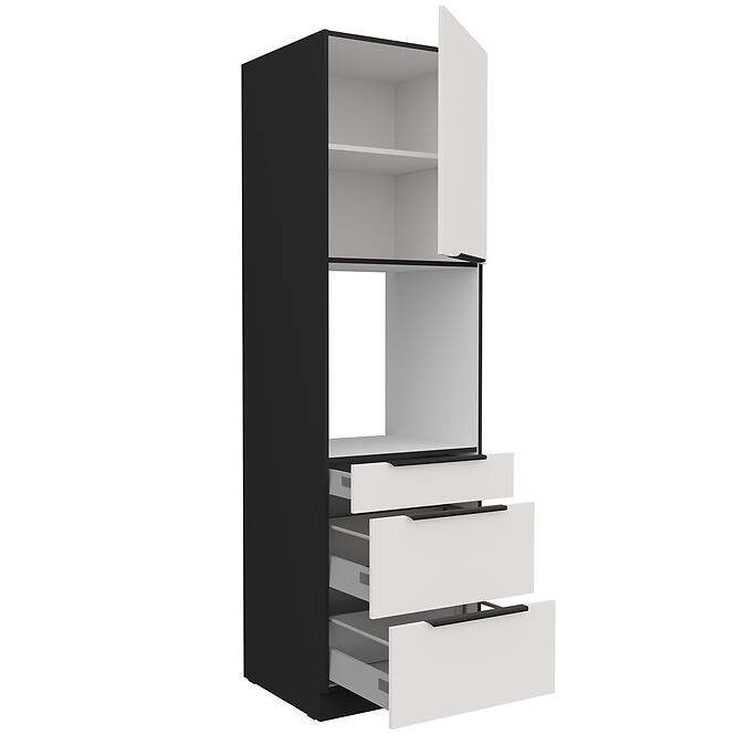 Kuchynská skrinka Aria-Wh/Bl Anti Fingerprint 60dps-210 1f 3s,3