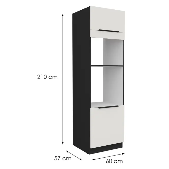 Kuchynská skrinka Aria-Wh/Bl Anti Fingerprint 60dpm-210 2f,2