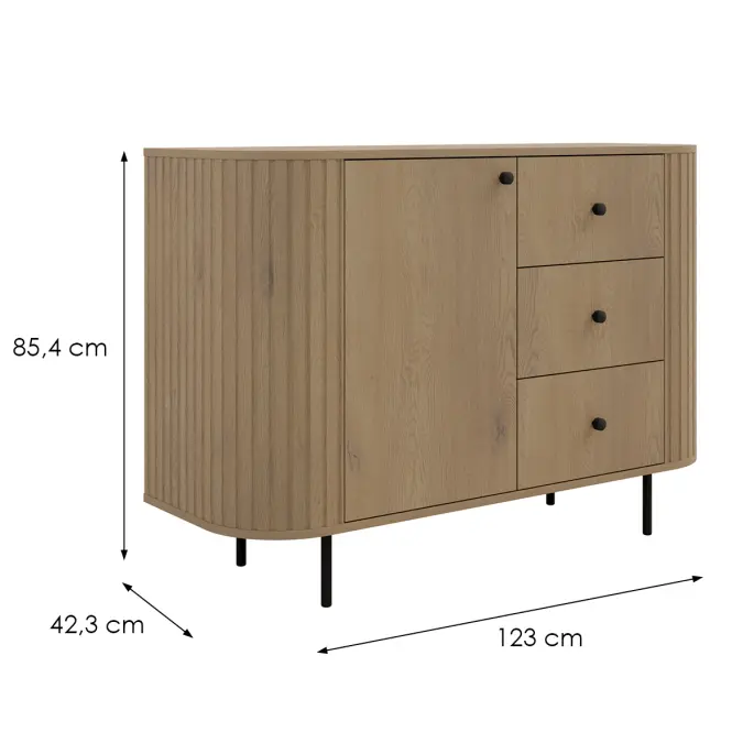 Komoda Ovalio 813  1f 3s Dub Cremona