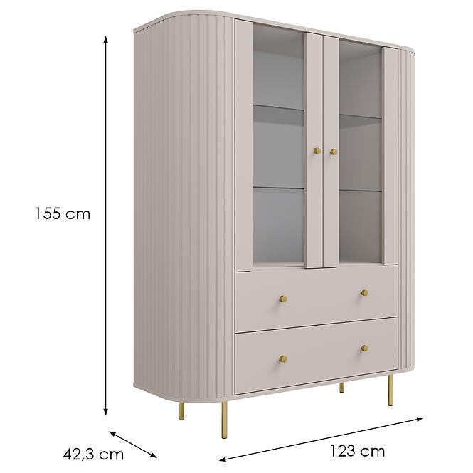 Vitrína Ovalio 122  2f 2s Pieskovo-Béžová,5