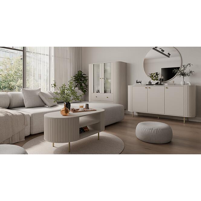 Vitrína Ovalio 122  2f 2s Pieskovo-Béžová,8