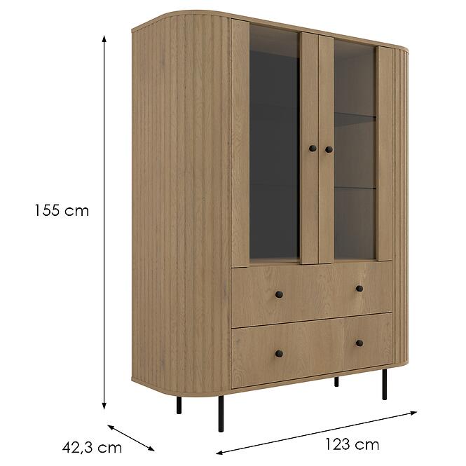 Vitrína Ovalio 122  2f 2s Dub Cremona