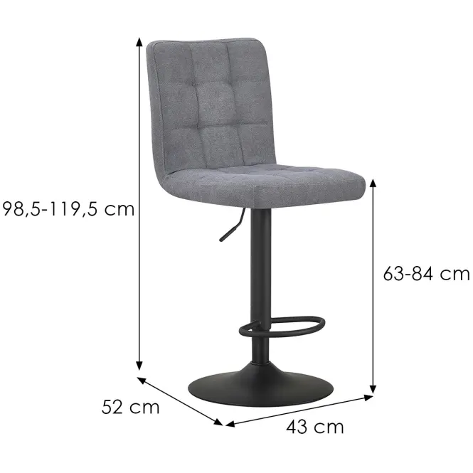 Barová Stolička Kael 12645 sivá