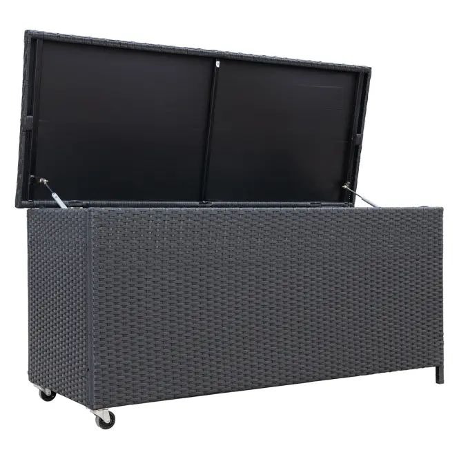 Záhradný box Tejn z technorattanu 55x64x136 čierny
