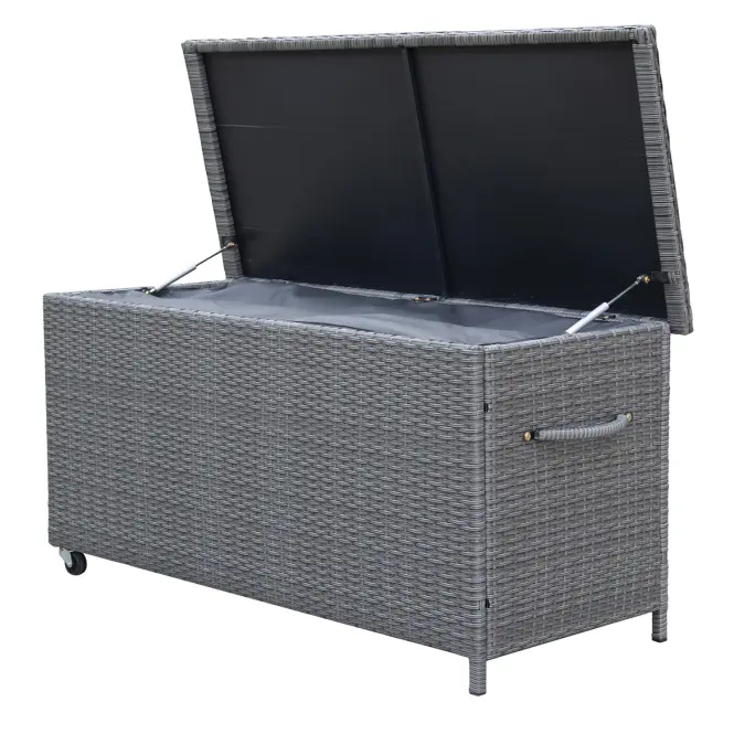 Záhradný box Tejn z technorattanu 55x64x136 sivý,4
