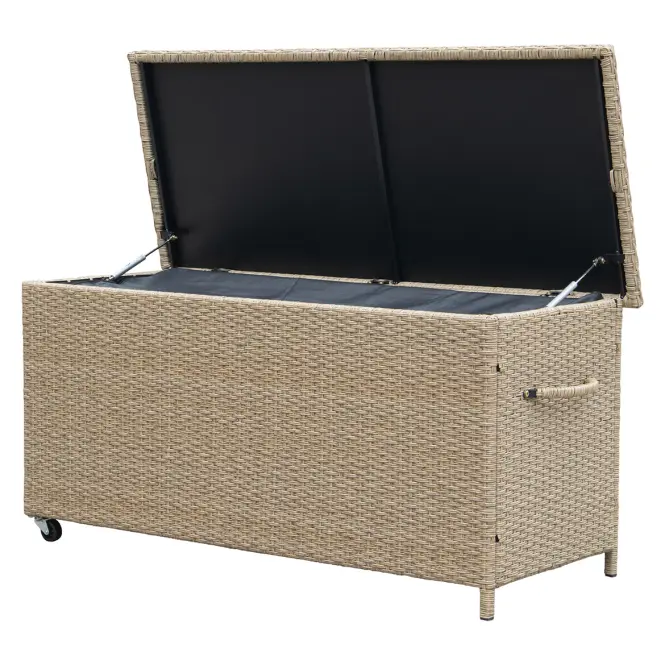 Záhradný box Tejn z technorattanu 55x64x136 prírodná farba,3