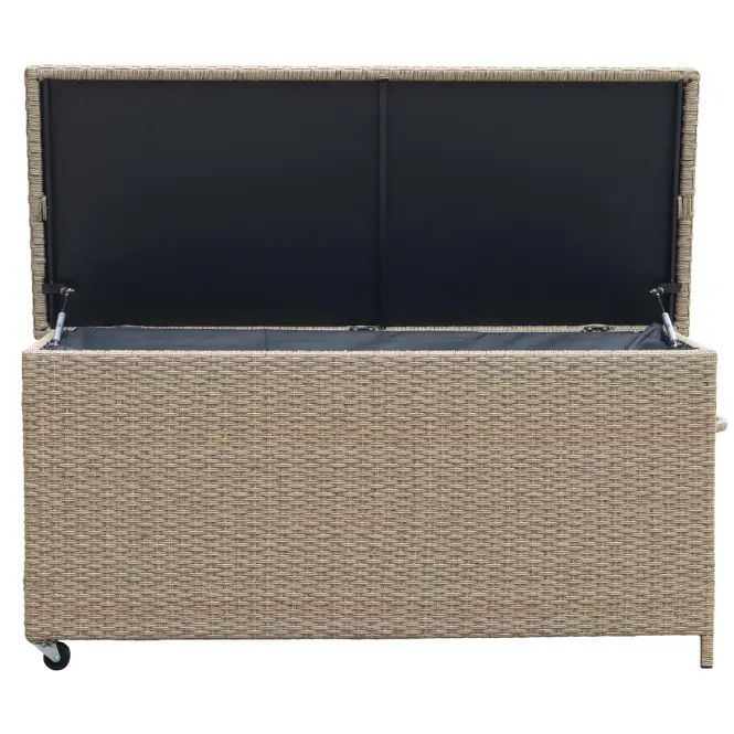 Záhradný box Tejn z technorattanu 55x64x136 prírodná farba