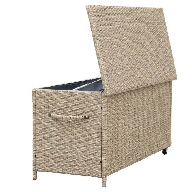 Záhradný box Tejn z technorattanu 55x64x136 prírodná farba