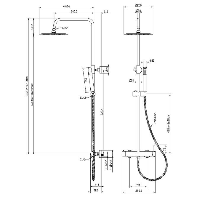 Sprchový systém Ilma 1-F chróm,13