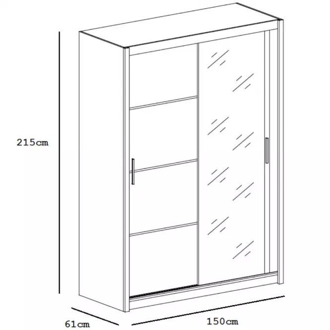 Skriňa Vista 150 cm zrkadlo