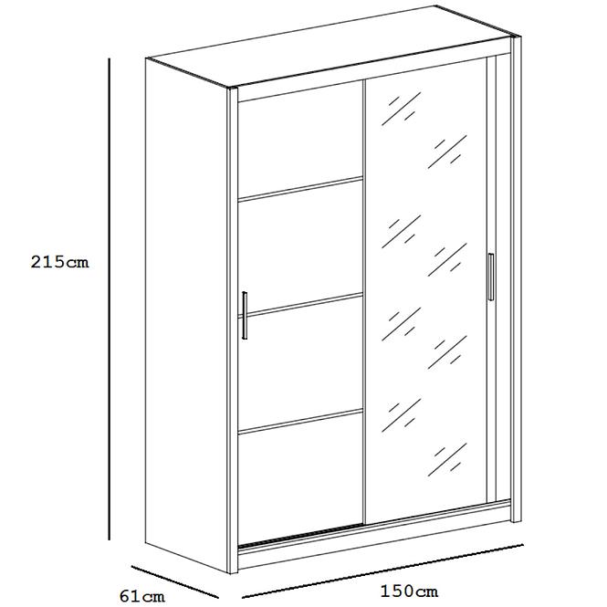 Skriňa Vista 150 cm zrkadlo