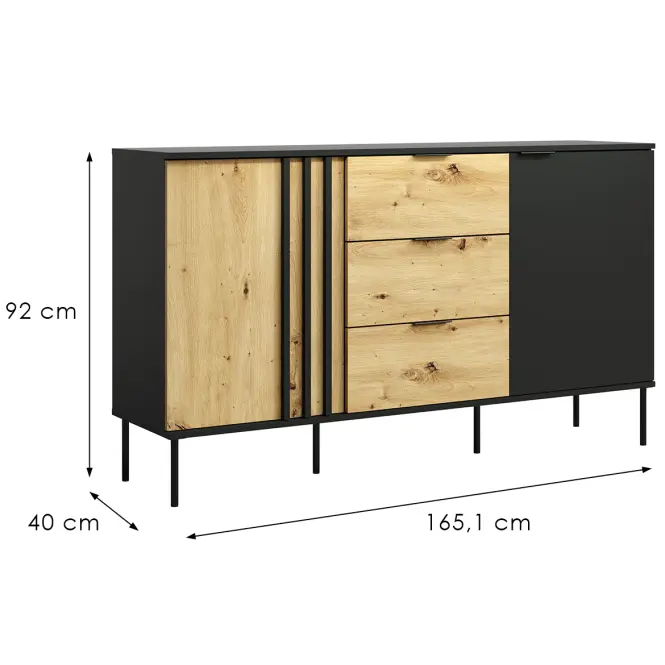 Komoda 2D3SZ RiminI 03 čierna/artisan