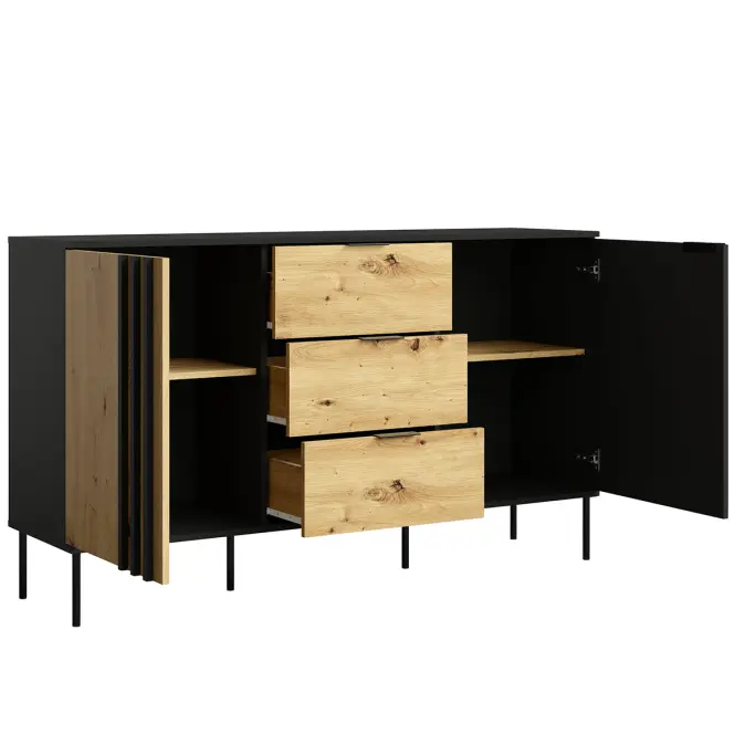 Komoda 2D3SZ RiminI 03 čierna/artisan,3