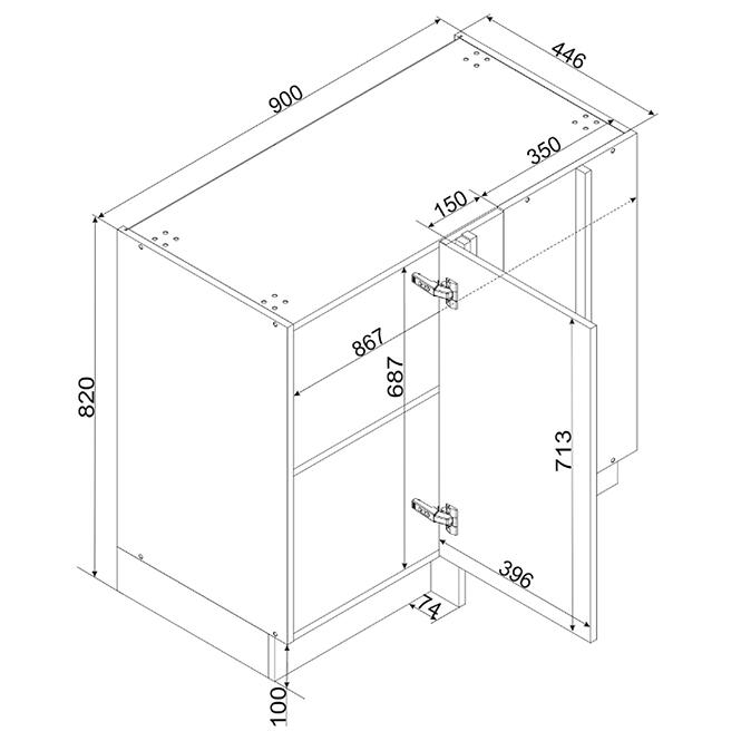 Kuchynská skrinka Cosmo Gianna Dnp P/L Biela Aljaška/Dub Artisan