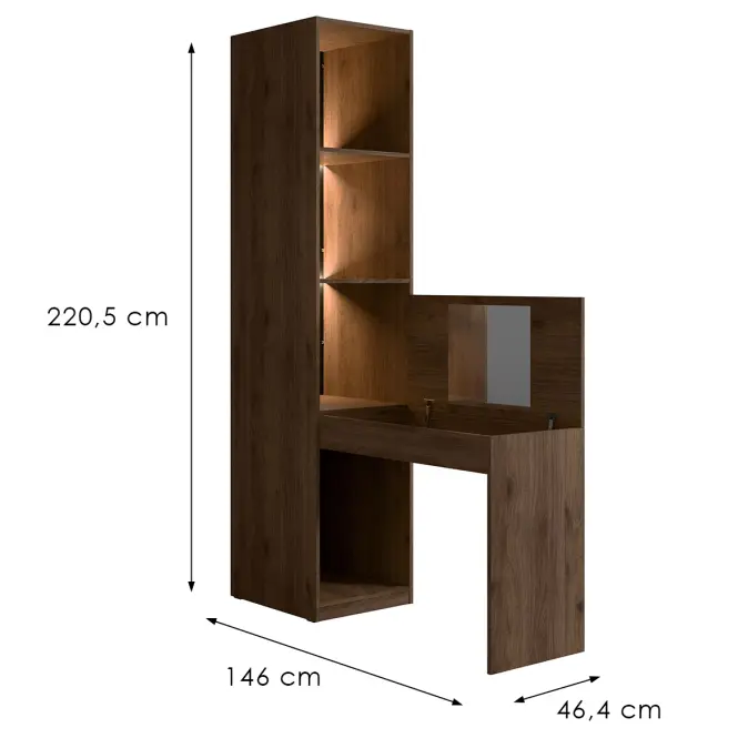 Regál s písacím stolom/Toaletný stolík Wenecja 25 orech elegant,2