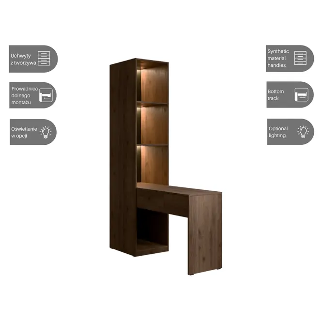Regál s písacím stolom/Toaletný stolík Wenecja 25 orech elegant,6
