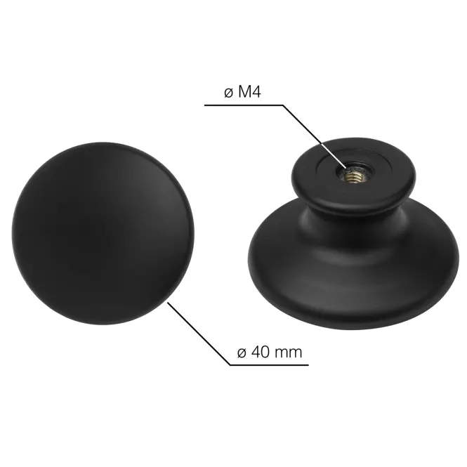 Nábytková kľučka Seol o 37 mm plast čierna matná
