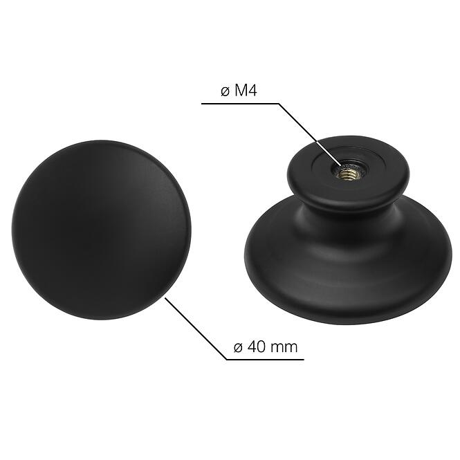 Nábytková kľučka Seol o 37 mm plast čierna matná,3