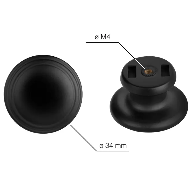 Nábytková kľučka Bems o 34 mm plast čierna matná