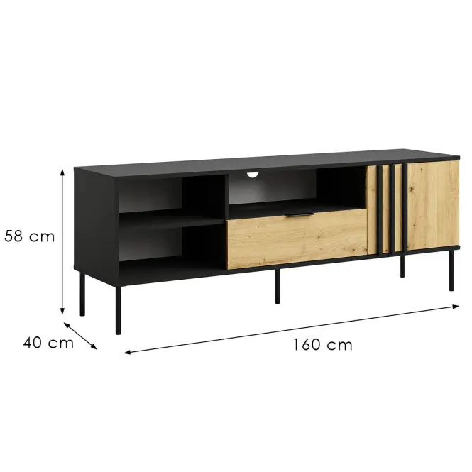 TV stolík 1D1SZ Rimini 08 čierna/artisan