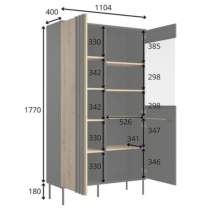 Vitrína 2D Rimini 01 čierna/artisan